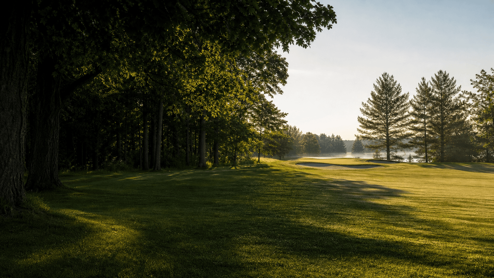 Morning light across a golf course